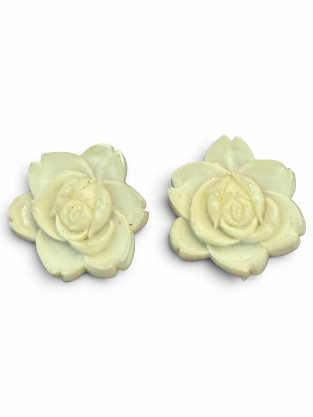 Ivory Rose Vintage Floral Clip on Earrings - Women Accessories